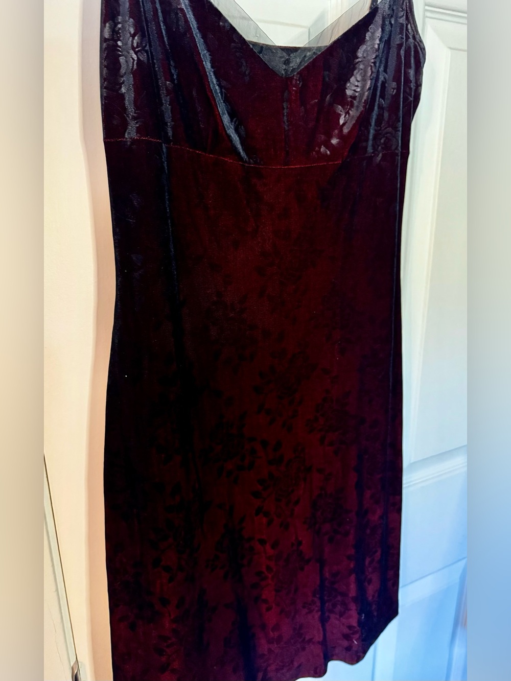 Vintage🥀 iridescent burgundy/blue floral velvet babydoll dress